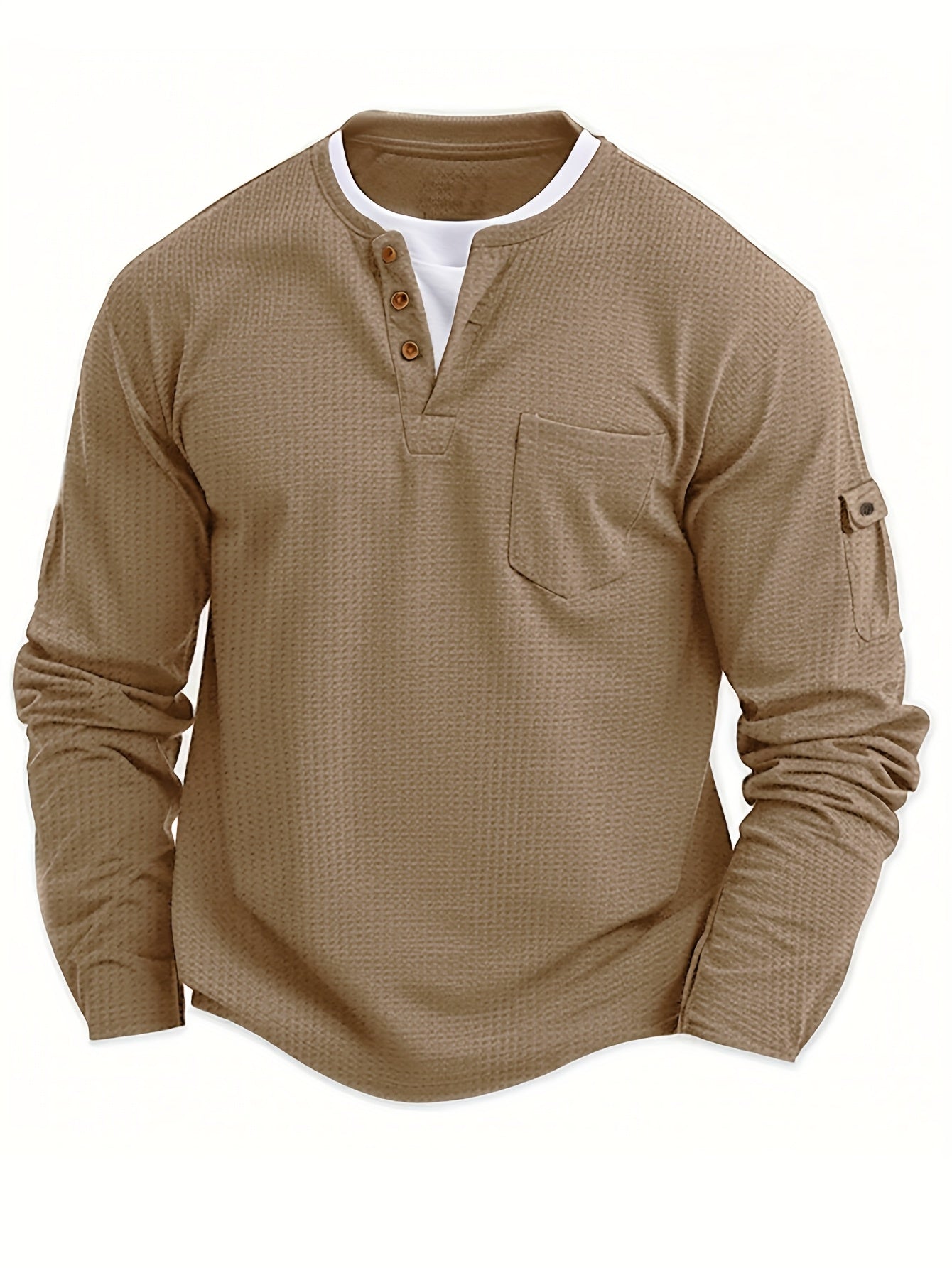 Polo De Manga Larga Con Apertura De Botones Y Bolsillos Para Hombre | Ideal Para Uso Diario