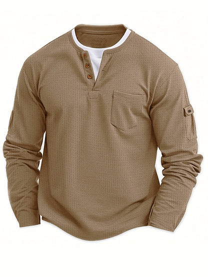 Polo De Manga Larga Con Apertura De Botones Y Bolsillos Para Hombre | Ideal Para Uso Diario