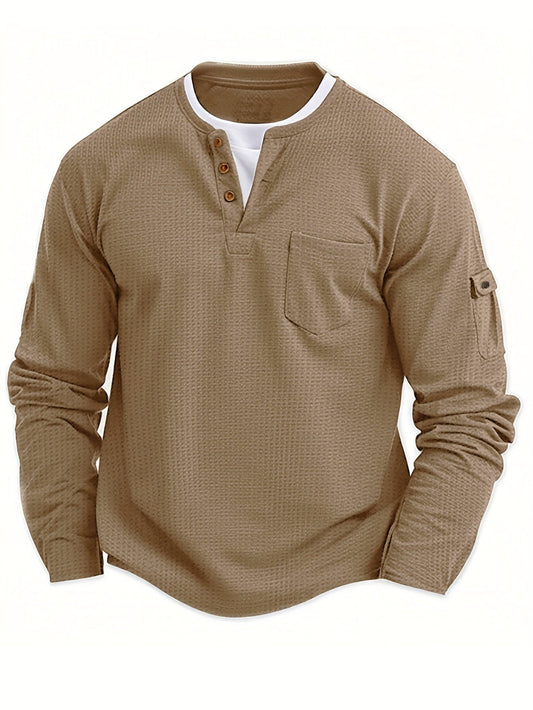 Polo De Manga Larga Con Apertura De Botones Y Bolsillos Para Hombre | Ideal Para Uso Diario