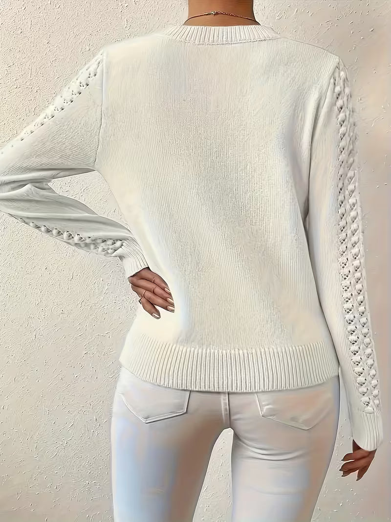 Jersey De Manga Larga Con Detalles De Encaje Para Mujer | Ideal Para Uso Diario Y Superposición