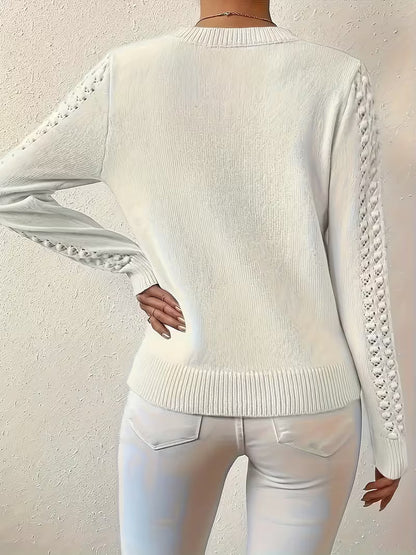 Jersey De Manga Larga Con Detalles De Encaje Para Mujer | Ideal Para Uso Diario Y Superposición