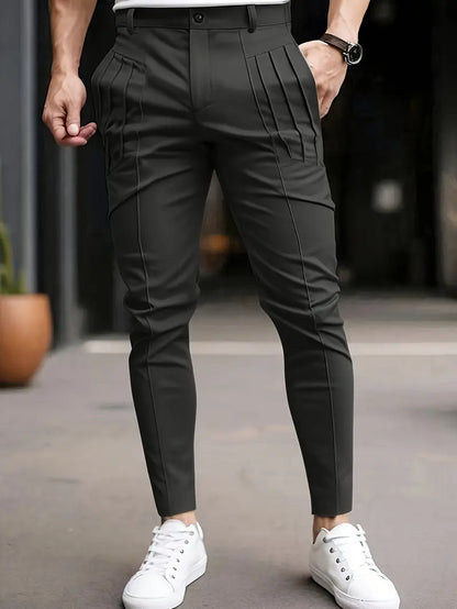 Pantalón Slim con Cintura Ajustada y Bolsillos Laterales para Hombre | Ideal para Uso Diario