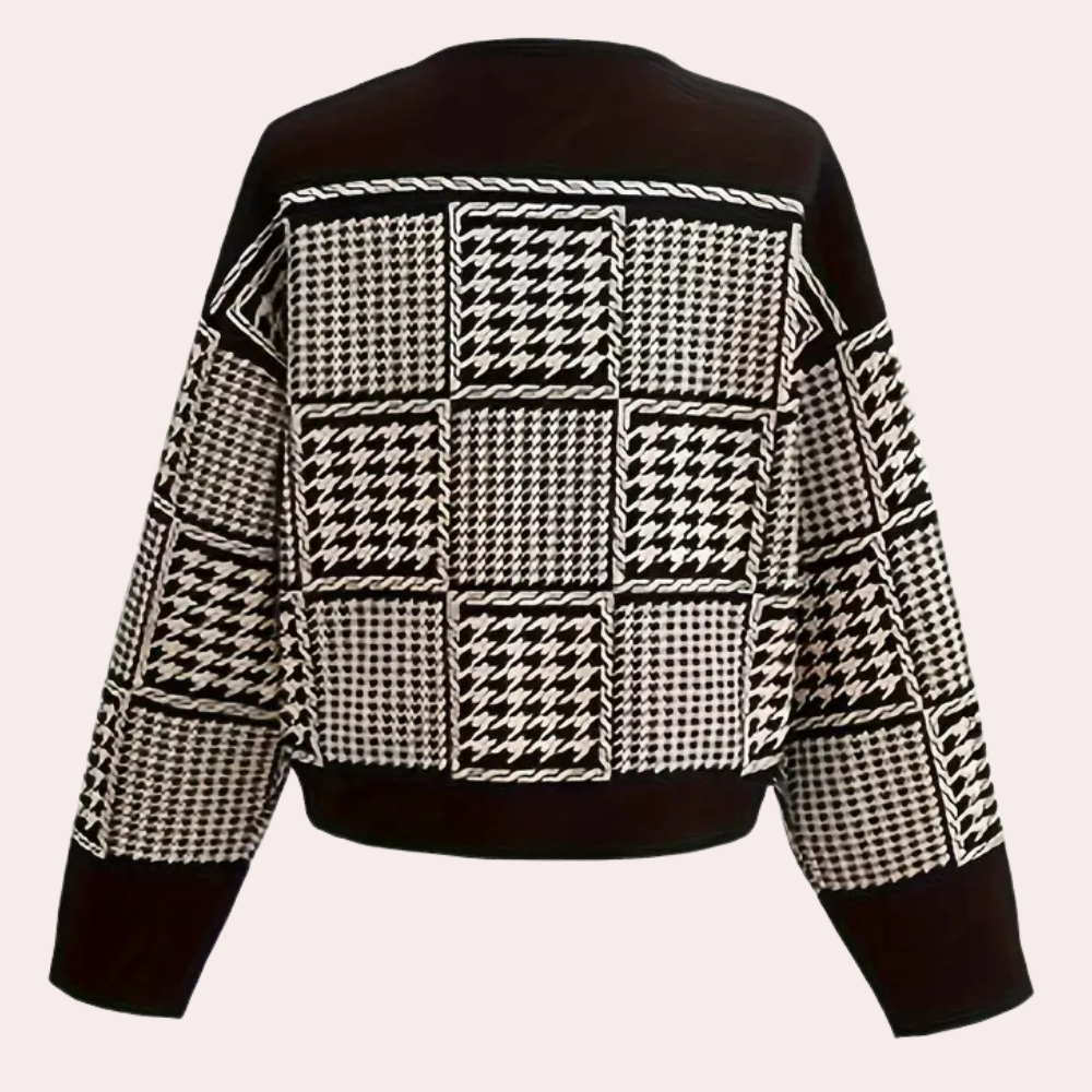 Gilet de Punto con Motivo de Cuadros y Cierre de Botones para Mujer | Ideal para Uso Diario