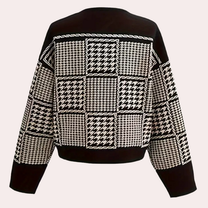 Gilet de Punto con Motivo de Cuadros y Cierre de Botones para Mujer | Ideal para Uso Diario