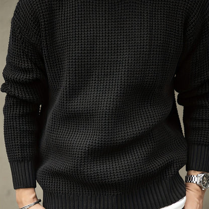 Jersey De Manga Larga Con Textura Grabada Para Hombre | Ideal Para Uso Diario Informal Y Semi-Formal