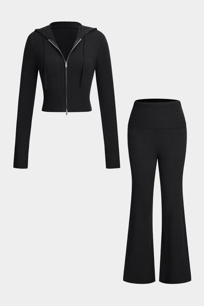 Conjunto De Dos Piezas Para Mujer Con Sudadera Con Capucha Y Pantalón Acampanado | Ideal Para Uso Diario Y Salidas Informales