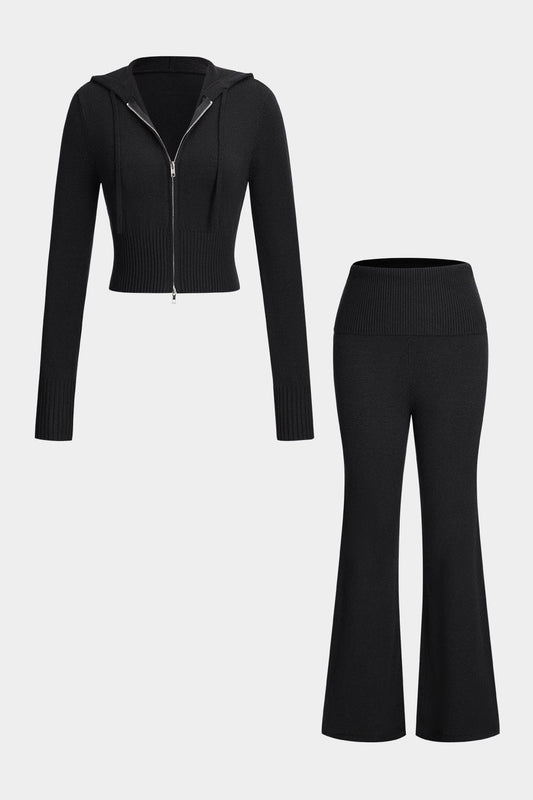 Conjunto De Dos Piezas Para Mujer Con Sudadera Con Capucha Y Pantalón Acampanado | Ideal Para Uso Diario Y Salidas Informales