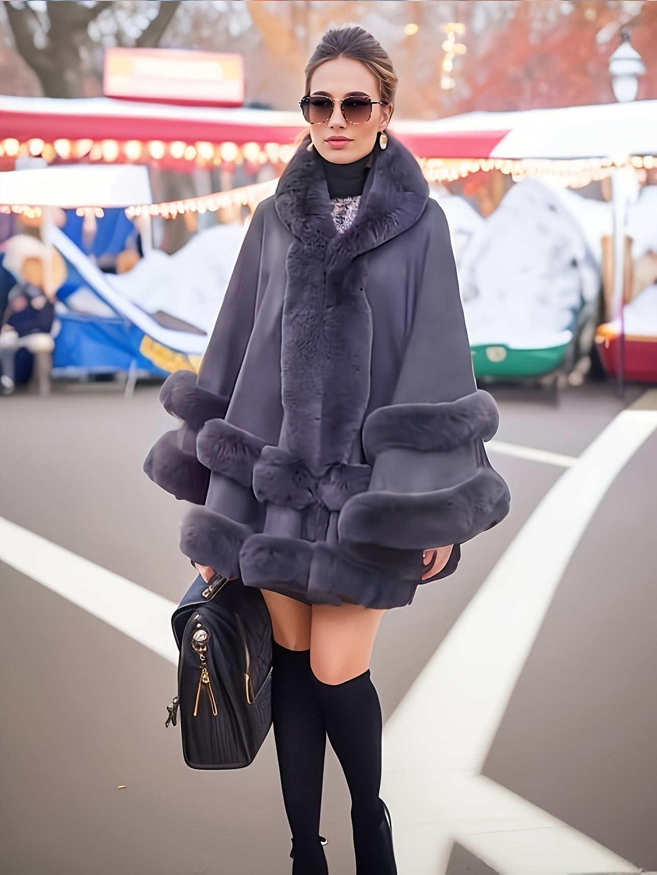 Cape-Manteau Oversize con Capucha para Mujer | Uso Diario en Exterior
