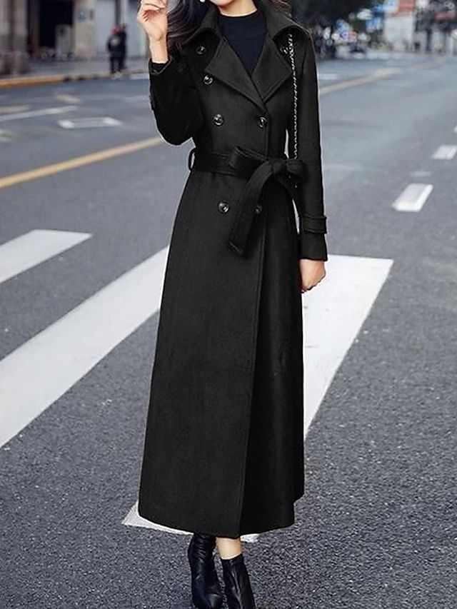 Abrigo Largo con Cinturón Ajustable y Cuello de Solapa para Mujer | Ideal para Invierno