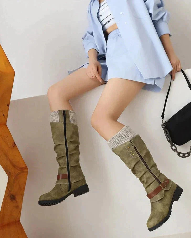 Botas Altas Con Tacón Bajo Para Mujer | Ideal Para Otoño E Invierno