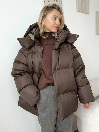 Chaqueta Acolchada de Corte Oversize con Bolsillos para Mujer | Ideal para Otoño e Invierno