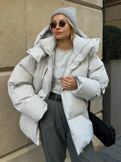 Chaqueta Acolchada de Corte Oversize con Bolsillos para Mujer | Ideal para Otoño e Invierno