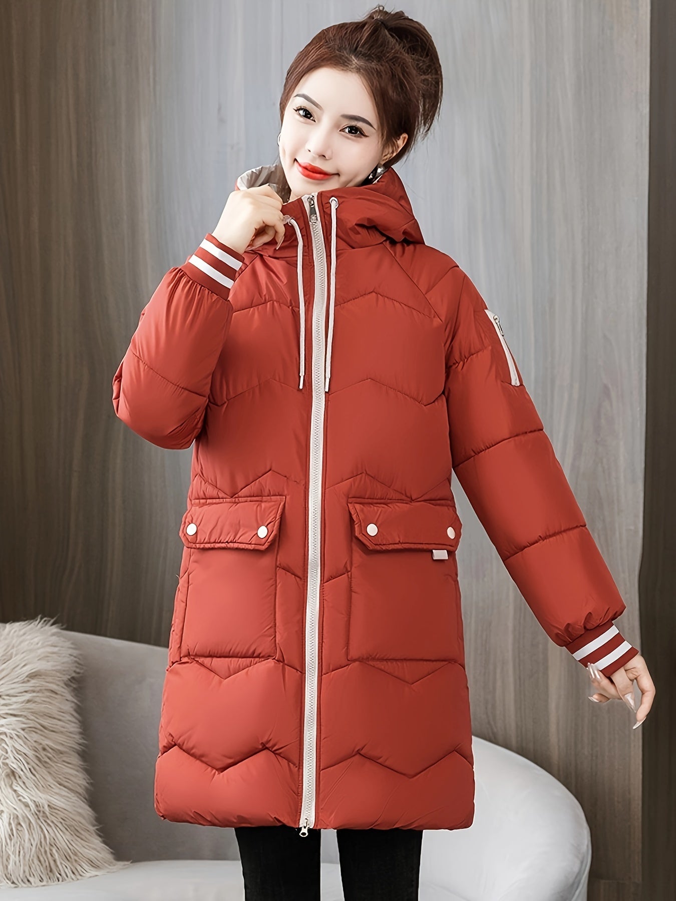 Chaqueta Con Cremallera, Capucha y Detalles En Contraste Para Mujer | Ideal Para Primavera y Otoño