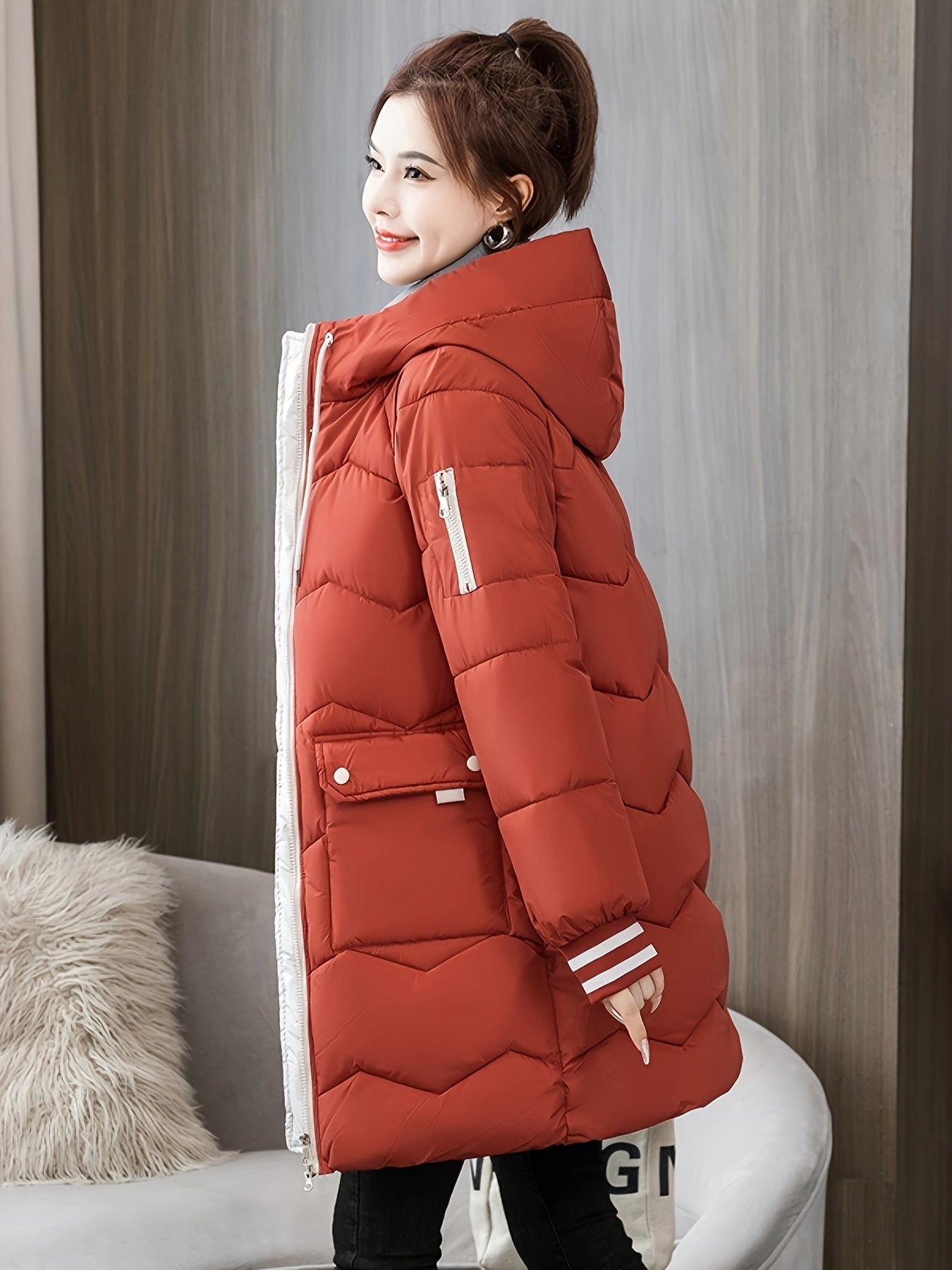 Chaqueta Con Cremallera, Capucha y Detalles En Contraste Para Mujer | Ideal Para Primavera y Otoño