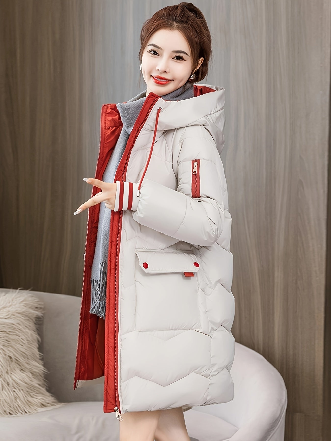 Chaqueta Con Cremallera, Capucha y Detalles En Contraste Para Mujer | Ideal Para Primavera y Otoño