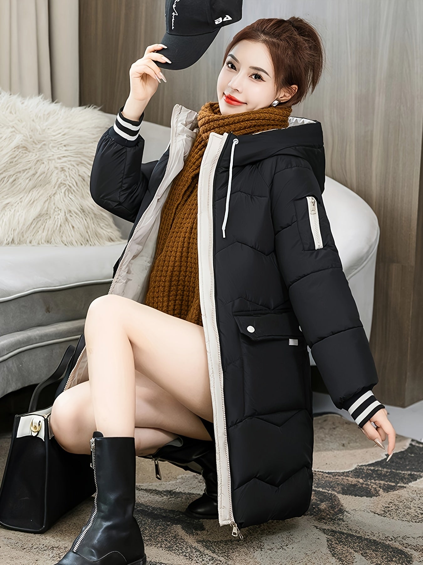 Chaqueta Con Cremallera, Capucha y Detalles En Contraste Para Mujer | Ideal Para Primavera y Otoño