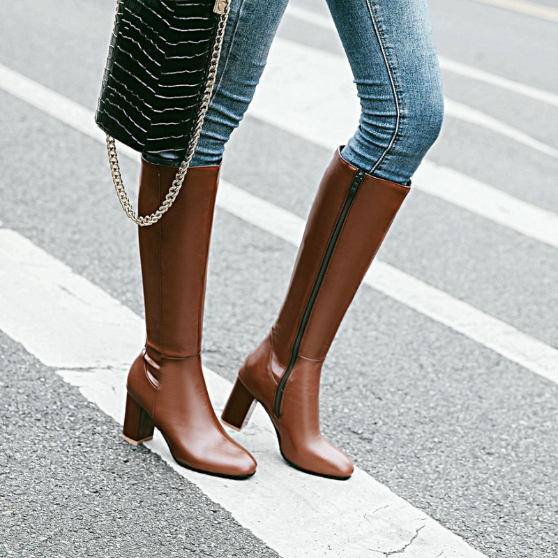Botas Con Tacón De Bloque Y Cierre Lateral Para Mujer | Ideal Para Uso Diario