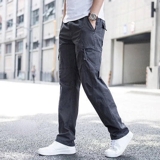 Pantalón De Corte Recto Con Bolsillos Múltiples Para Hombre | Ideal Para Uso Diario