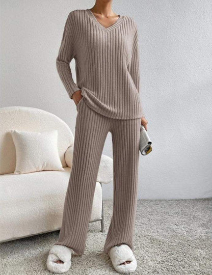 Conjunto de Top de Manga Larga y Pantalón de Corte Amplio para Mujer | Ideal para Uso Diario y Actividades Informales