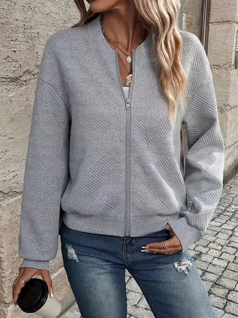 Chaqueta Con Cremallera Frontal Y Corte Holgado Para Mujer | Ideal Para Uso Diario O Entretiempo