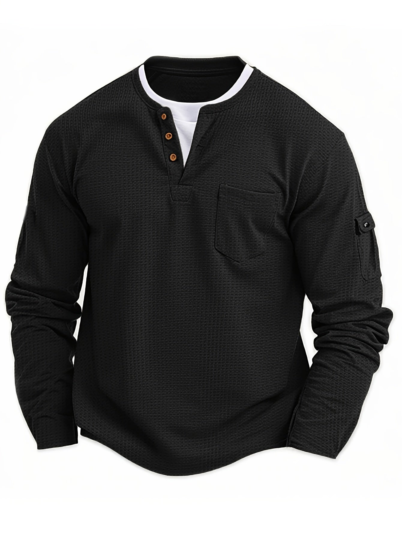 Polo De Manga Larga Con Apertura De Botones Y Bolsillos Para Hombre | Ideal Para Uso Diario