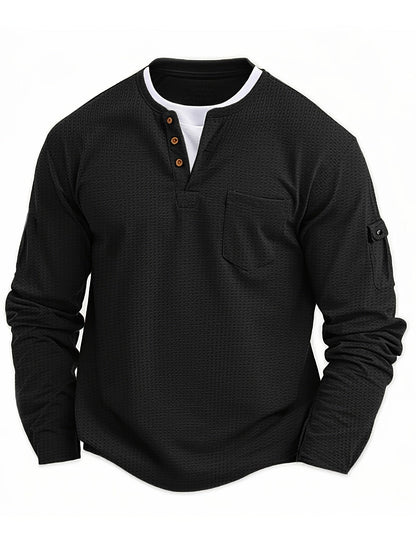 Polo De Manga Larga Con Apertura De Botones Y Bolsillos Para Hombre | Ideal Para Uso Diario