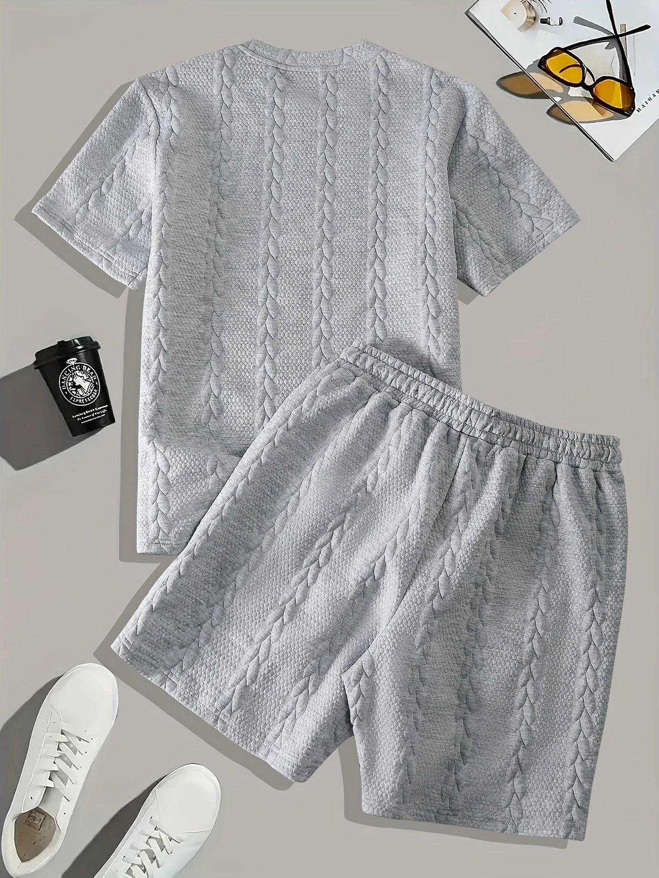 Conjunto de Dos Piezas con Motivo Trenzado en Relieve para Mujer | Ideal para Uso Diario