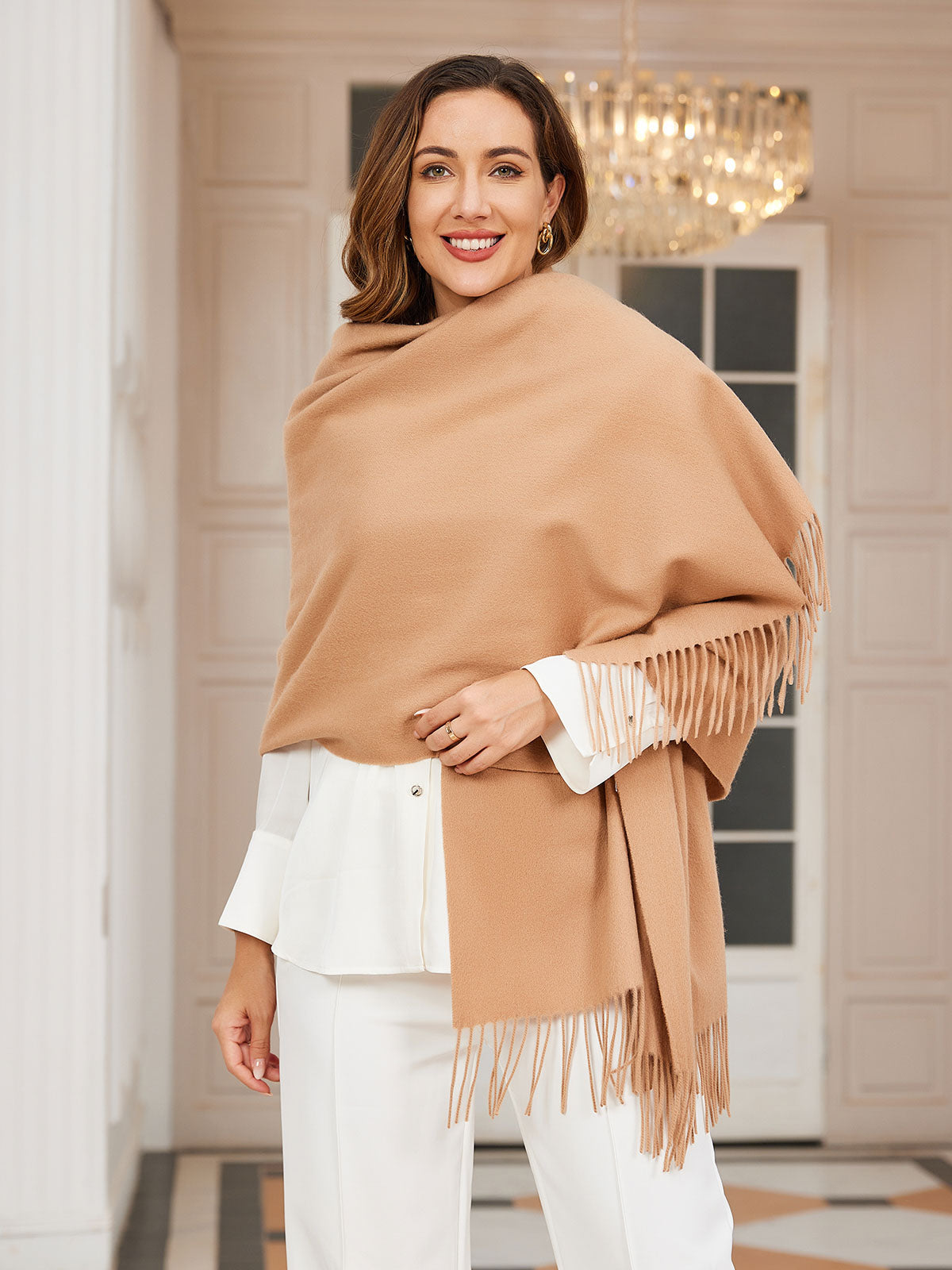 Bufanda de Formato Grande con Flecos para Mujer | Ideal para Otoño e Invierno