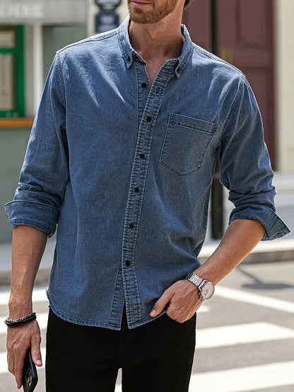 Camisa con Cierre Abotonado y Bolsillo en el Pecho para Hombres | Ideal para Uso Diario