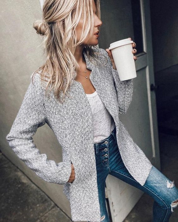 Blazer Ajustado Para Mujer con Mangas Largas y Cierre Frontal | Ideal Para Uso Diario y Diferentes Ocasiones