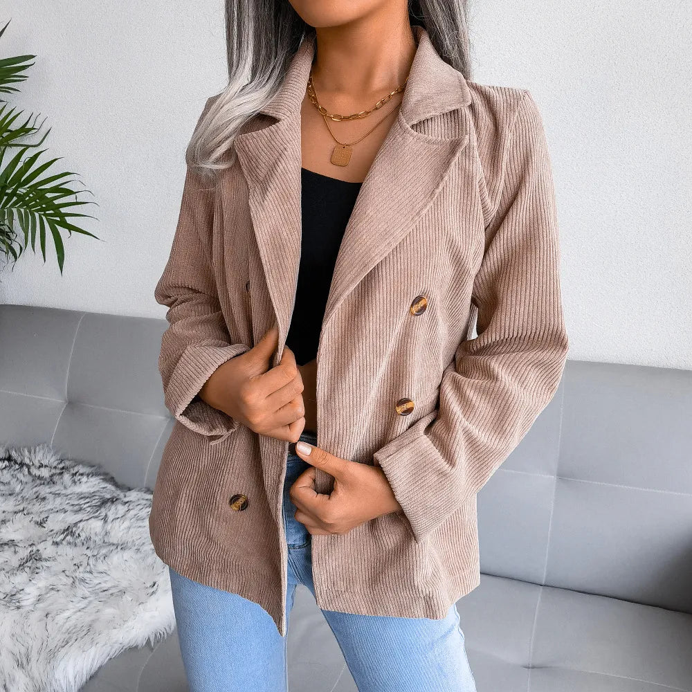 Blazer De Manga Larga Con Corte Estructurado Y Solapa Para Mujer | Ideal Para Uso Diario O Profesional