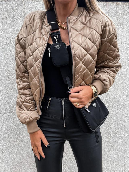 Chaqueta Puffer Corta Para Mujer con Cierre Frontal y Bolsillos | Ideal Para Uso Diario en Temporada Fría