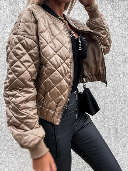 Chaqueta Puffer Corta Para Mujer con Cierre Frontal y Bolsillos | Ideal Para Uso Diario en Temporada Fría