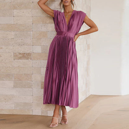 Vestido Midi con Escote en V y Drapes Para Mujer | Ideal Para Bodas, Garden-Parties y Eventos