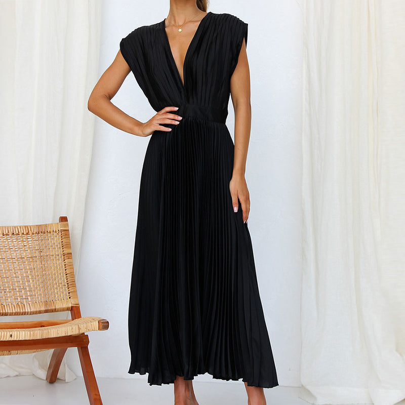 Vestido Midi con Escote en V y Drapes Para Mujer | Ideal Para Bodas, Garden-Parties y Eventos
