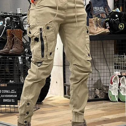 Pantalón Cargo con Cintura Elástica y Múltiples Bolsillos para Hombre | Ideal para Uso Diario