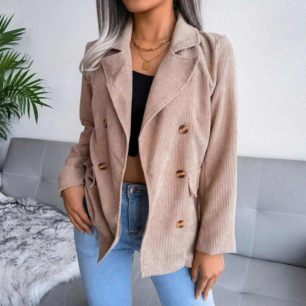Blazer De Manga Larga Con Corte Estructurado Y Solapa Para Mujer | Ideal Para Uso Diario O Profesional