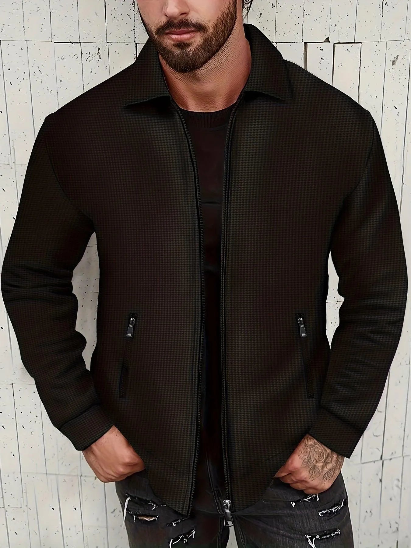Chaqueta De Color Liso Con Diseño Flexible Para Hombre | Ideal Para Uso Diario Y Entretiempo