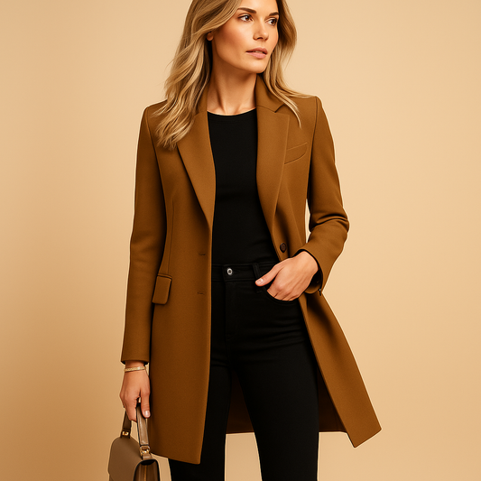 Trench-coat largo con Cuello Clásico y Cierre de Botones para Mujer | Uso Diario o Profesional