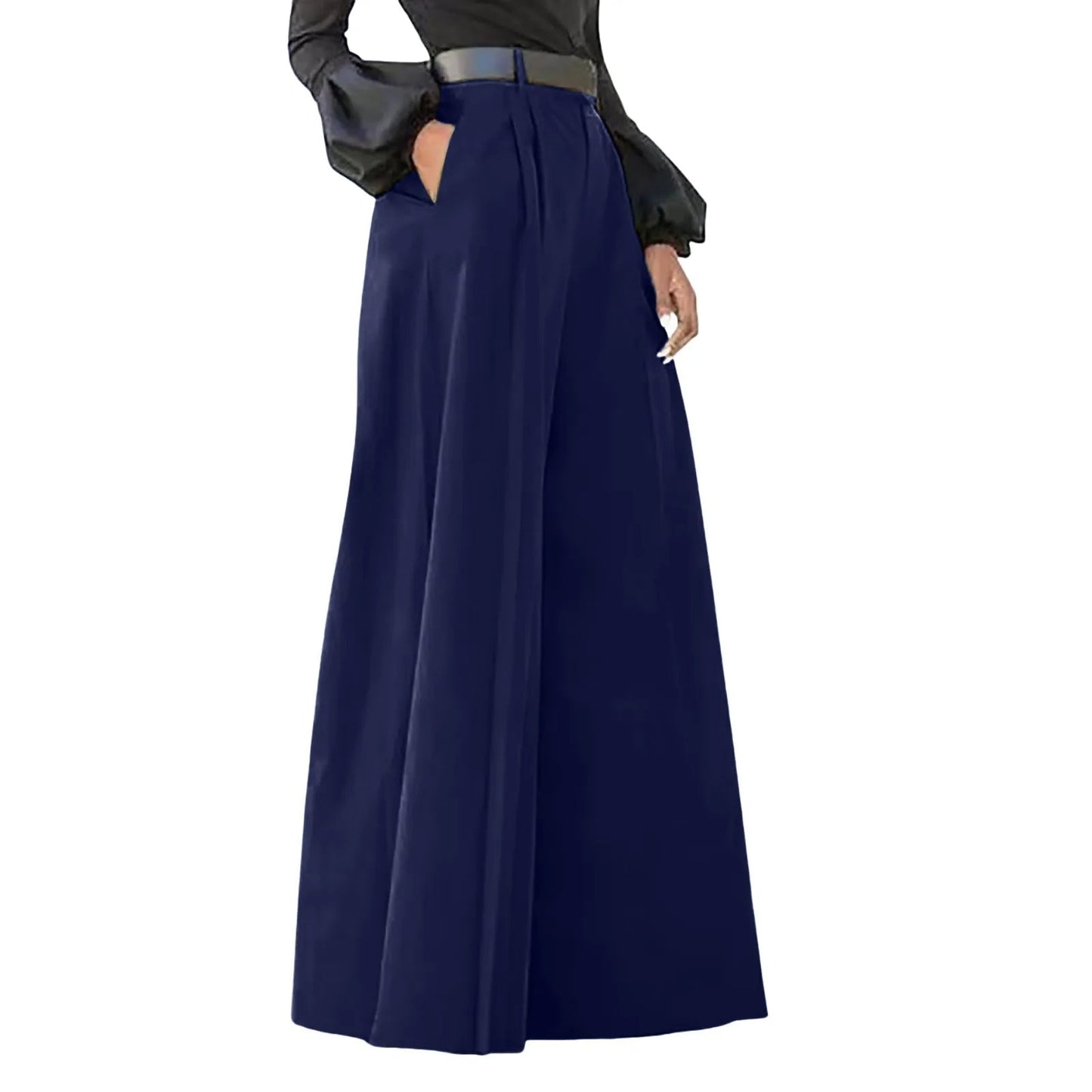 Pantalón De Pierna Ancha Con Cintura Alta Para Mujer | Ideal Para Uso Diario