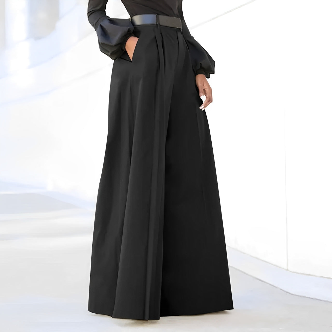 Pantalón De Pierna Ancha Con Cintura Alta Para Mujer | Ideal Para Uso Diario