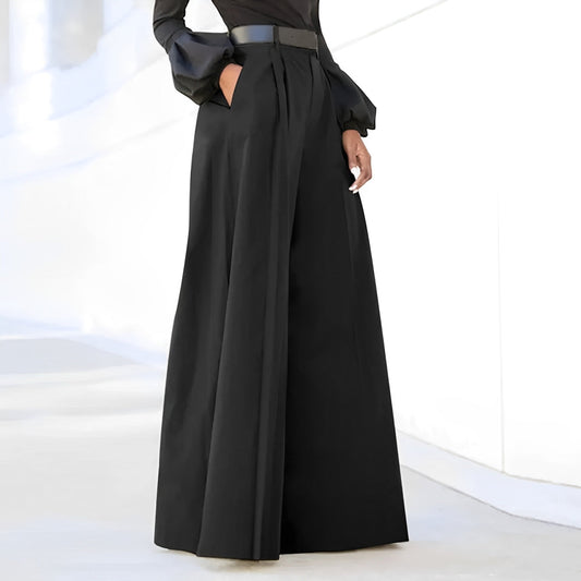 Pantalón De Pierna Ancha Con Cintura Alta Para Mujer | Ideal Para Uso Diario