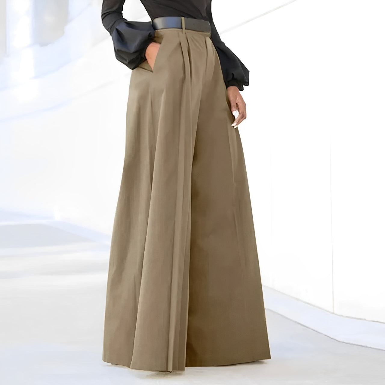 Pantalón De Pierna Ancha Con Cintura Alta Para Mujer | Ideal Para Uso Diario
