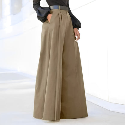 Pantalón De Pierna Ancha Con Cintura Alta Para Mujer | Ideal Para Uso Diario