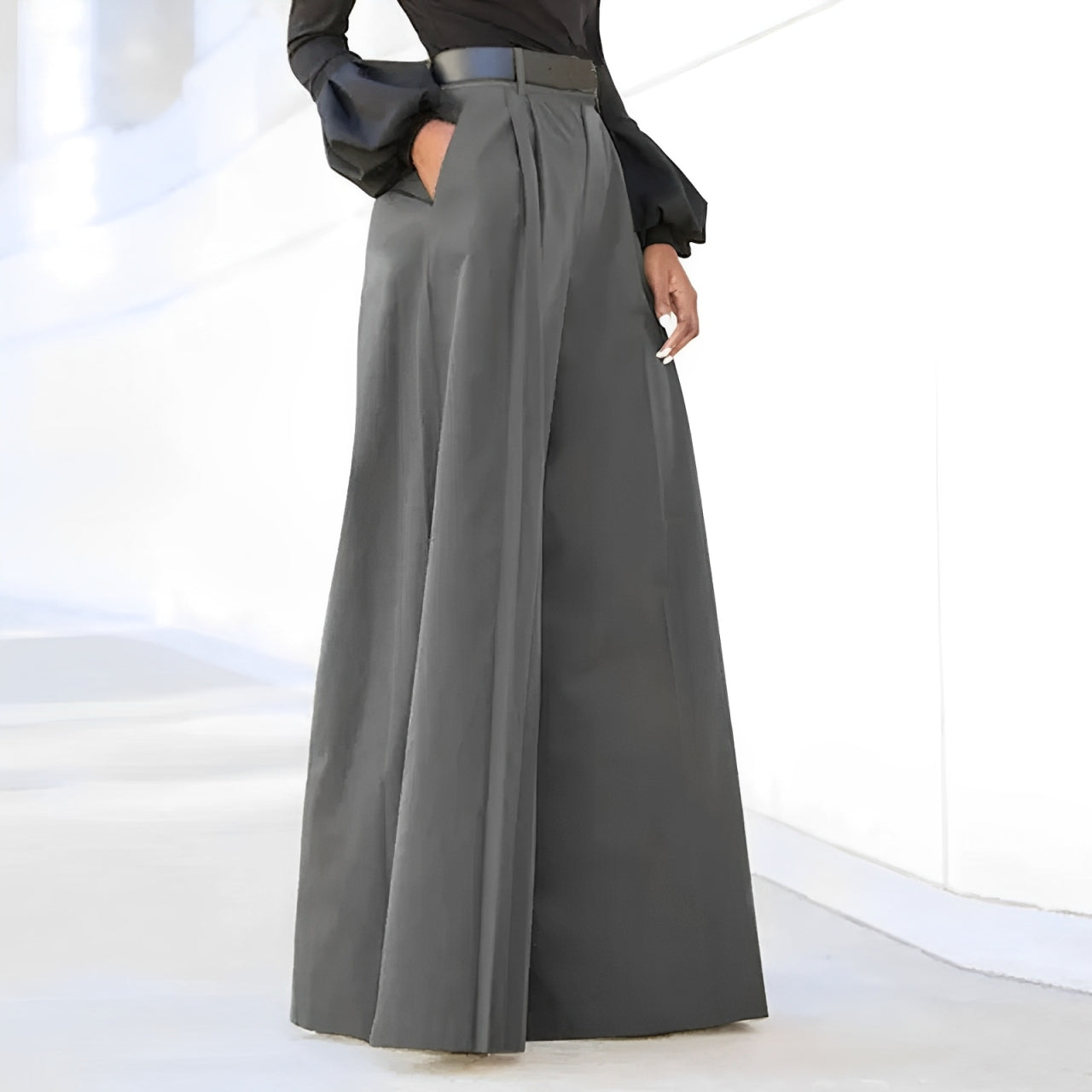 Pantalón De Pierna Ancha Con Cintura Alta Para Mujer | Ideal Para Uso Diario