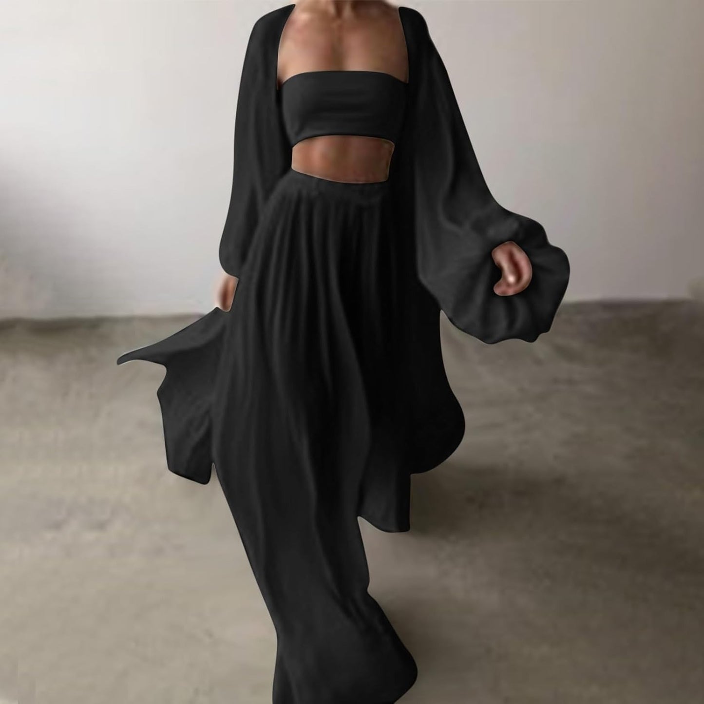 Conjunto de Tres Piezas con Corte Amplio para Mujer | Ideal para Uso Informal