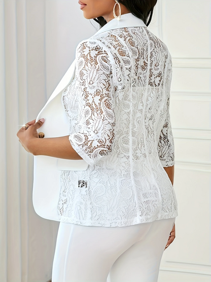 Blazer Blanco con Mangas 3/4 para Mujer | Ideal para Oficina u Ocasiones Variadas
