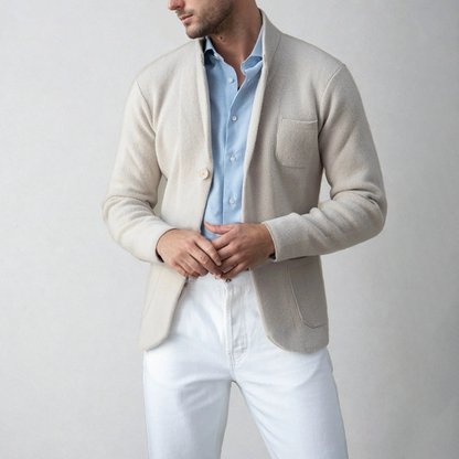 Blazer Para Hombre De Corte Fluido Con Bolsillos Patch Y Cuello Alto | Ideal Para Uso Formal Y Casual