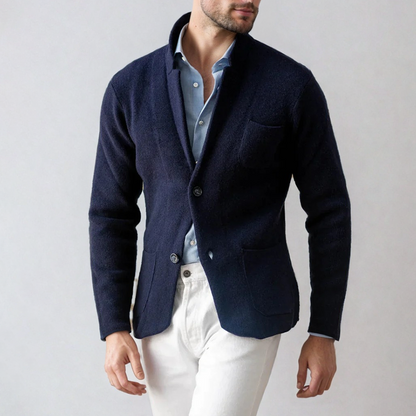Blazer Para Hombre De Corte Fluido Con Bolsillos Patch Y Cuello Alto | Ideal Para Uso Formal Y Casual