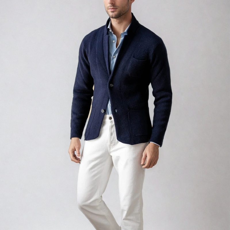 Blazer Para Hombre De Corte Fluido Con Bolsillos Patch Y Cuello Alto | Ideal Para Uso Formal Y Casual
